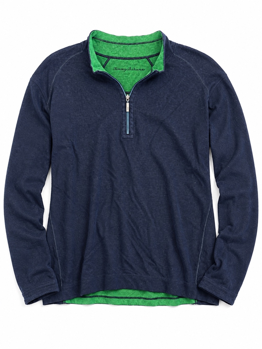 Tommy Bahama Mens Reversible 1/4 Zip Pullover Navy Green Long Sleeve *check desc